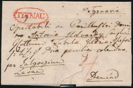 1821 Portós Levél Teljes Tartalommal / Unpaid Cover With Full Content Piros/red 'TYRNAU' - Other & Unclassified