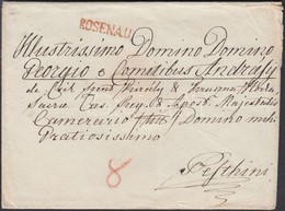 1830-1840 Portós Levél / Unpaid Cover Piros / Red 'ROSENAU' - Pesth - Autres & Non Classés