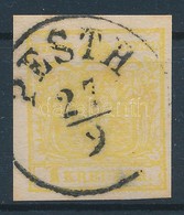 O 1850 1kr Citrom / Yellow MP III 'PESTH' Certificate: Strakosch - Andere & Zonder Classificatie