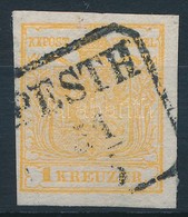 O 1850 1kr Narancs HP III. Finom Nyomat, Friss Darab / Orange, Fine Print, Fresh Piece 'PESTH' Certificate: Steiner - Altri & Non Classificati