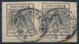1850 2 X 2kr MP III. Fekete, Kivágáson, Szép Darab / Black, Nice Piece 'BISTRITZ In SIEBENB:' Certificate: Ferchenbauer - Other & Unclassified
