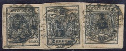 1850 3 X 2kr Fekete HP III. Kivágáson, Lemezhiba / Black, Plate Flaw 'MARM-SZIGETH' Certificate: Zenker - Andere & Zonder Classificatie