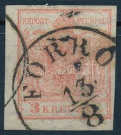 O 1850 3kr Vízjeles / With Watermark 'FORRÓ' (Gudlin 100 P) - Sonstige & Ohne Zuordnung