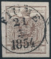 O 1850 6kr Sötétbarna HP III. / Dark Brown 'FIUME' Certificate: Steiner - Other & Unclassified