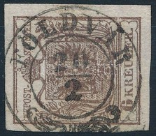 O 1850 6kr Sötétbarna HP III. Lemezhiba A Jobb Oldali Kereten / Dark Brown, Plate Flaw 'FÖLDVÁR' Certificate: Steiner - Otros & Sin Clasificación