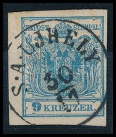 O 1850 9kr Szép Szélekkel, A Magyar Bélyegek Kézikönyvében Bemutatott Mintapéldány / Nice Margins 'S.A.UJHELY' - Autres & Non Classés