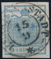 O 1850 9kr HP I. Világoskék, Lemezhibával, Magistris P138 / Light Blue, Plate Flaw. 'HERRMANNSTADT' Certificate: Strakos - Andere & Zonder Classificatie