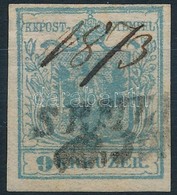 O 1850 9kr HP I. Világos Szürkéskék, Magistris 24, Kézi Dátumjelöléssel / Ligth Greyish Blue, Handwritten Date. 'SEMLI(N - Otros & Sin Clasificación