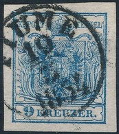 O 1850 9kr Sötétkék HP IIIa Finom Nyomat / Dark Blue, Fine Print 'FIUME' Certificate: Steiner - Autres & Non Classés