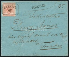 ~1850 3kr HP Tértivevényes Ajánlott Levélen, A Hátoldalon (a Tértivevény Letépése Miatt) 2 Db Széttépett 3kr / On Regist - Otros & Sin Clasificación