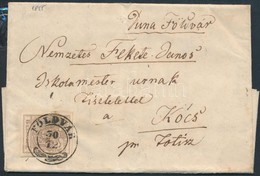 1855 6kr Levélen / On Cover 'FÖLDVÁR' - 'PESTH' - 'TOTIS' - Kócs - Autres & Non Classés