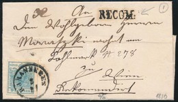 1856 9kr + 6kr Ajánlott Levélen / On Registered Cover 'RECOM:' + 'KARANSEBES' - Other & Unclassified