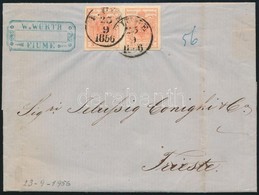 1856 3kr Pár MP III. Levélen / Pair On Cover 'FIUME' - Triest - Autres & Non Classés