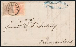 1857 6kr és 3kr üreges Nyomat Levélen / Plate Flaw On Cover 'TEMESVÁR' - Autres & Non Classés