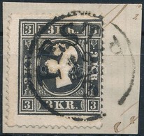 1858 3kr Fekete Ib Kivágáson, Friss Darab / Black On Cutting, Fresh Piece 'PESTH' Certificate: Ferchenbauer - Other & Unclassified