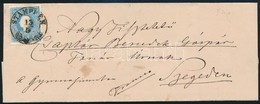 1858 15kr I. Világoskék, Centrált, Levélen / On Cover 'STAMPFEN' - 'PRESSBURG' - 'SZEGEDIN' - Other & Unclassified