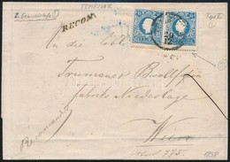 1858 Ajánlott 2. Súlyfokozatú Levélen 2 X 15kr I., Az Egyik Andráskereszt Végződéssel, A Hátoldalon Hiányos 10kr / Regis - Autres & Non Classés