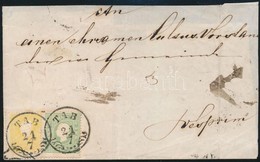 Ca. 1858 2kr és 3kr Lépcsősen Felragasztva Levéldarabon / On Piece Of Cover 'TAB' - Autres & Non Classés