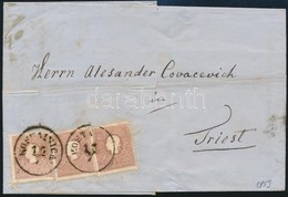 1859 3 X 10kr II. 3. Súlyfokozatú Levélen / On 3rd Weight Class Cover 'KOSTAINICA' - Triest - Sonstige & Ohne Zuordnung