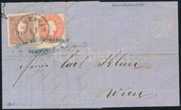 1861 1858-as 10kr és 1861-es 5kr Vegyes Bérmentesítés Levélen Kék Cégbélyegzéssel, Az 5kr Látványosan Elfogazva, Szegély - Sonstige & Ohne Zuordnung