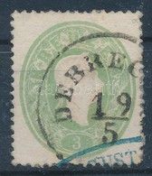 O 1861 3kr Zöld, Centrált, Kék Cégbélyegzős Előérvénytelenítéssel / Green Centered, With Blue Company Seal, 'DEBREC(ZIN) - Sonstige & Ohne Zuordnung