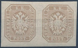 ** 1863 Hírlapbélyeg újnyomat Pár / Newspaper Stamp Reprint Pair. Certificate: Steiner - Otros & Sin Clasificación