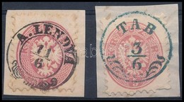 1864 2 Db 5kr Kivágás / 2 Cuttings ,,A.LENDVA', Kék / Blue ,,TAB' - Sonstige & Ohne Zuordnung