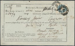 1864 10kr Tértivevényen Ajánlott Levélről /  / Retour Recepisse 'NAGY MIHÁLY' - 'EPERJES' - Altri & Non Classificati