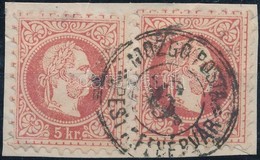 1867 2 X 5kr Kivágáson / On Cutting 'MOZGÓ POSTA / PEST KFEHÉRVÁR 6.' - Sonstige & Ohne Zuordnung