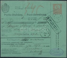 1872 5kr Díjjegyes Postautalvány / 5kr PS-money Order 'CSANÁD' - Autres & Non Classés