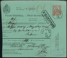 1872 5kr Díjjegyes Postautalvány / 5kr PS-money Order 'PALANKA' - Other & Unclassified