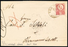 1874 5kr Levélen / On Cover 'VERESKŐ / GÖMÖR M.' - Hermannstadt - Autres & Non Classés