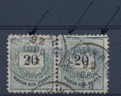 O 1881 20kr Pár Felül Szegélyléc Lenyomat / Pair With Bar Above - Autres & Non Classés