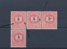 ** * 1889 5kr 4-es összefüggésben 3 Lemezhibával / Plate Flaws - Otros & Sin Clasificación