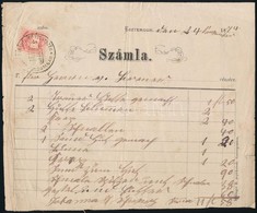 1874 Számla Okmánybélyeg Helyett Színesszámú 5kr Bélyeggel Esztergomba / 5kr Mi 19 Instead Of Fiscal Stamp On Invoice - Sonstige & Ohne Zuordnung