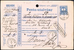 1878 Postautalvány / PS-money Order 'SLANICZA ÁRVA M.' - Sonstige & Ohne Zuordnung