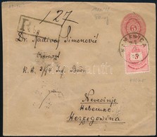 1888 Ajánlott Díjjegyes Boríték 5kr és 10kr Díjkiegészítéssel / Registered PS-cover With 5kr And 10kr Additional Frankin - Autres & Non Classés