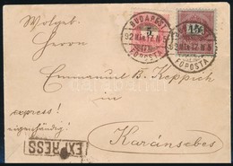 1892 Expressz Levél (nem Ajánlott) Feketeszámú 5kr + 15kr Bérmentesítéssel / Express Cover (not Recommanded) With 5kr +  - Autres & Non Classés