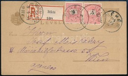 1894 Ajánlott Levelezőlap 2 X 5kr Díjkiegészítéssel / Registered PS-card With 2 X 5kr Additional Franking 'BÉKÉS' - Wien - Sonstige & Ohne Zuordnung