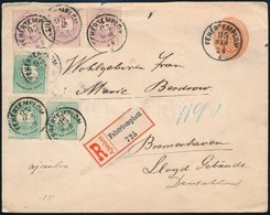 1895 Ajánlott 5kr Díjjegyes Levél 3 X 2kr és 3 X 3kr Bérmentesítéssel Németországba / Registered 5kr PS-cover With 3 X 2 - Autres & Non Classés