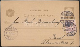 1897 2kr Díjjegyes Nyomtatvány 2kr Díjkiegészítéssel Svájcba / 2kr PS-card With 2kr Additional Franking To Basel - Autres & Non Classés