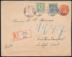 1898 Ajánlott Díjjegyes Boríték 15kr Kiegészítéssel Konstantinápolyba / Registered PS-cover With 15kr Additional Frankin - Sonstige & Ohne Zuordnung