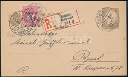 1898 Helyi Ajánlott Díjjegyes Levelezőlap Kiegészítéssel / Local Registered PS-card With Additional Franking - Autres & Non Classés