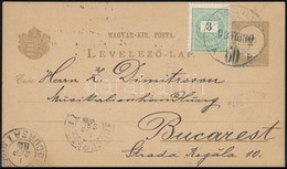 1899 2kr Díjjegyes Levelezőlap 3kr Kiegészítéssel Bukarestbe / PS-card With 3kr Additional Franking To Bucarest - Autres & Non Classés