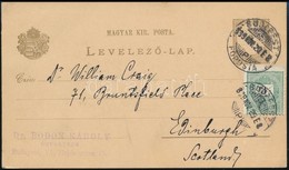 1899 2kr Díjjegyes 3kr Kiegészítéssel Skóciába / Ps-card With Additional Franking To Edinburgh - Autres & Non Classés