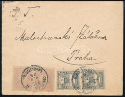 1900 Feketeszámú 2 X 2kr és Turul 2 X 1f Vegyes Bérmentesítésű Levél Prágába / 2 X 2kr And 2 X 1f Mixed Franking On Cove - Other & Unclassified