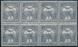 ** 1913 Turul 1f 8-as Tömb, Benne II és IIa Típusok / Mi 109 Block Of 8, Type Varieties - Autres & Non Classés