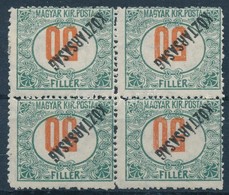 ** * 1919 Köztársaság Portó 50f Négyestömb Fordított értékszámmal és Felülnyomással (120.000) / Mi P 51 Block Of 4, Inve - Autres & Non Classés