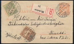 1903 Ajánlott Díjjegyes Zárt Levelezőlap 25f Díjkiegészítéssel / Registered PS-cover Card With 25f Additional Franking - Other & Unclassified