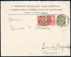 1905 X. Nemzetközi Alkoholizmus Ellene Congressus Fejléces Levél Svájcba / Printed Cover To Switzerland - Autres & Non Classés